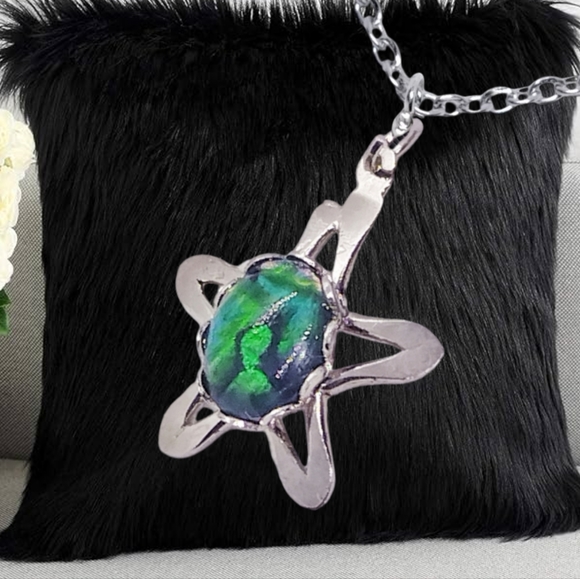 .Genuine Abalone Stone Star Pendant with Stainless Steel Necklace - Picture 2 of 4